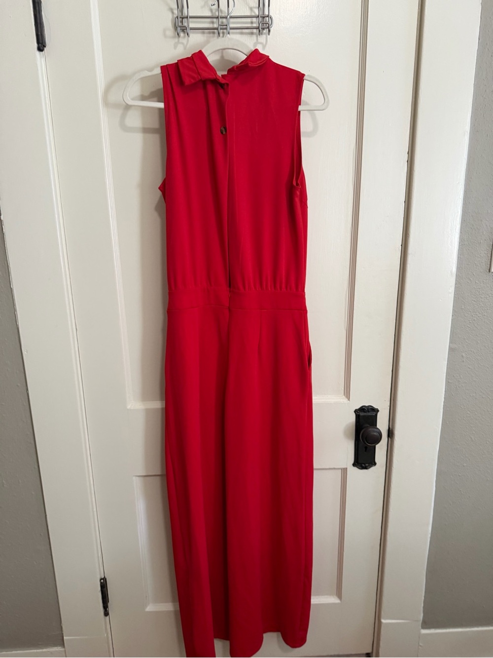 Sleeveless Red Jumpsuit